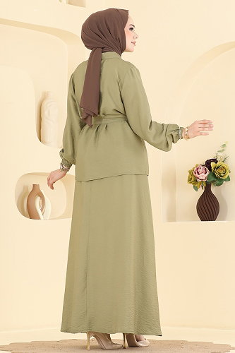 moda selvim طقم أخضر عشبي 142NZRK1200 - Thumbnail