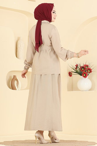 moda selvim طقم بيج 142NZRK1200 - Thumbnail