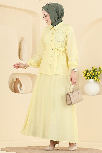 moda selvim طقم أصفر 142NZRK1200 - Thumbnail
