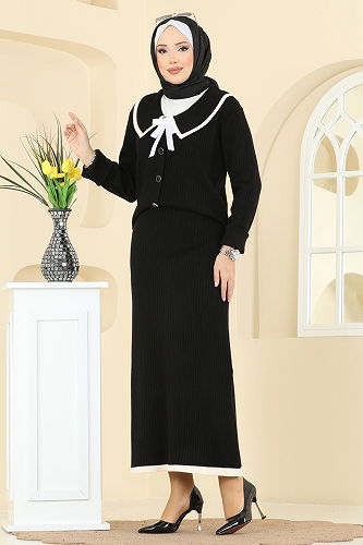 moda selvim طقم أسود 1434MT581 - Thumbnail