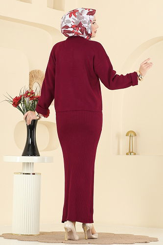 moda selvim طقم خمري 1438MT581 - Thumbnail