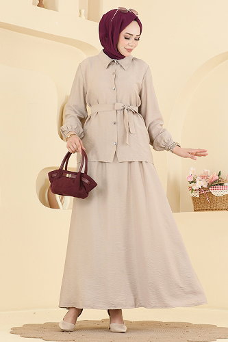 moda selvim طقم بيج 143NZRK1200 - Thumbnail