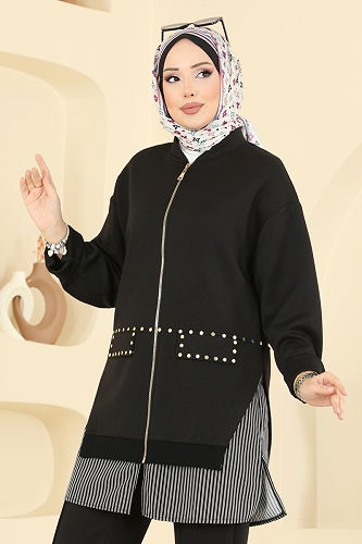 moda selvim طقم أسود 14410SBL832 - Thumbnail