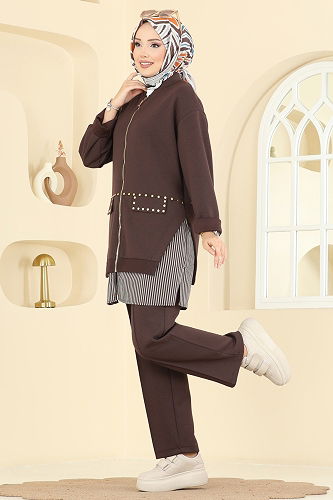 moda selvim طقم بني 14410SBL832 - Thumbnail