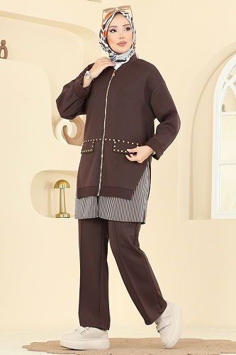 moda selvim طقم بني 14410SBL832 - Thumbnail