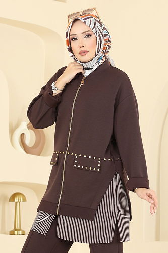 moda selvim طقم بني 14410SBL832 - Thumbnail