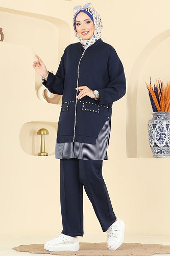 moda selvim طقم كحلي 14410SBL832 - Thumbnail