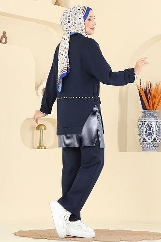 moda selvim طقم كحلي 14410SBL832 - Thumbnail