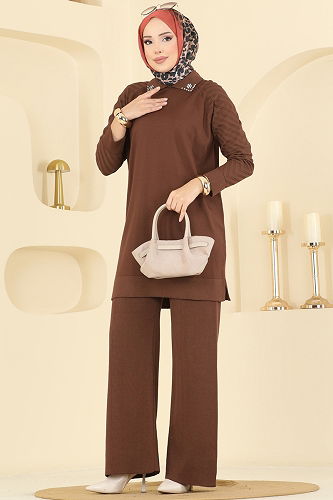 moda selvim طقم بني 144ART1138 - Thumbnail