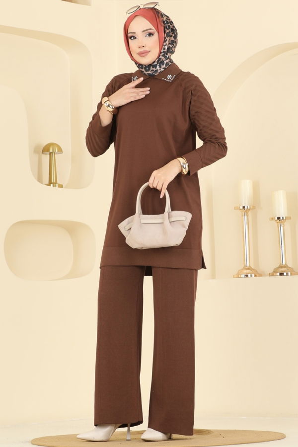 Modaselvim الاطقم طقم بني 144ART1138