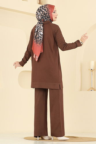 moda selvim طقم بني 144ART1138 - Thumbnail