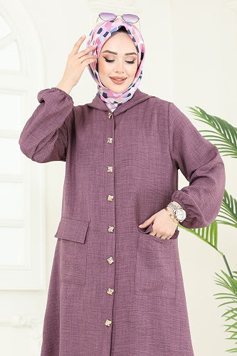 moda selvim طقم ليلكي غامق 145HBS856 - Thumbnail