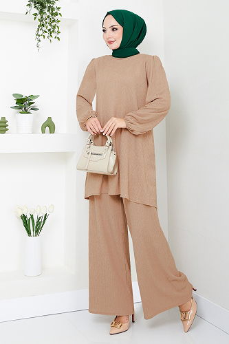 moda selvim طقم بيج 14685ZNK903-M - Thumbnail