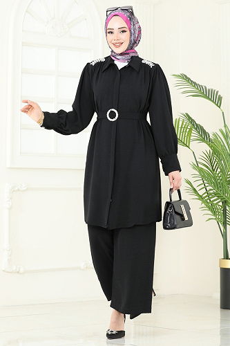 moda selvim طقم أسود 1470MP806 - Thumbnail