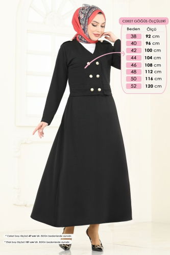 moda selvim طقم أسود 152HBS856 - Thumbnail