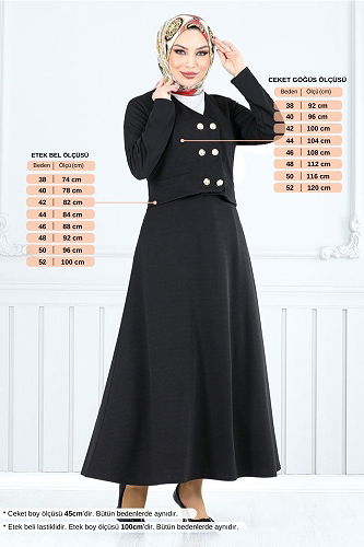 moda selvim طقم أسود 152HBS932-M - Thumbnail