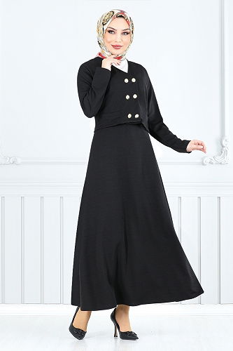 moda selvim طقم أسود 152HBS932-M - Thumbnail