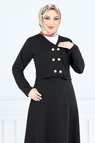 moda selvim طقم أسود 152HBS932-M - Thumbnail