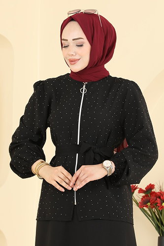 moda selvim طقم أسود 153NZRK1200 - Thumbnail