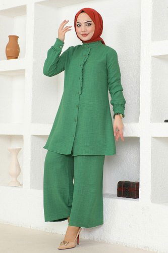 moda selvim طقم أخضر 15841NVN696 - Thumbnail