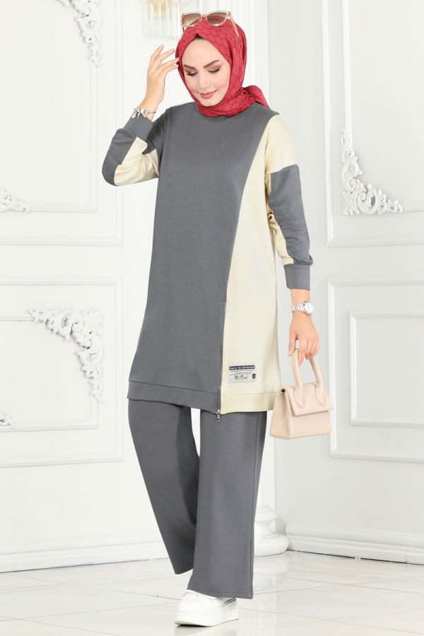 Modaselvim Hijab Combinations Combined 15877NVN696 Anthracite