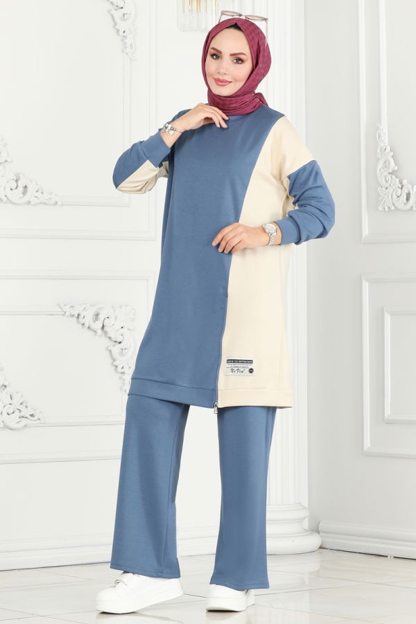 Modaselvim Hijab Combinations Combined 15877NVN696 Indigo