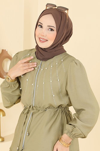 moda selvim طقم أخضر عشبي 161NZRK1200 - Thumbnail