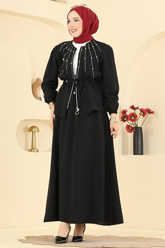 moda selvim طقم أسود 161NZRK1200 - Thumbnail