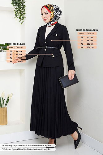 moda selvim طقم أسود 16201BSK984-M - Thumbnail