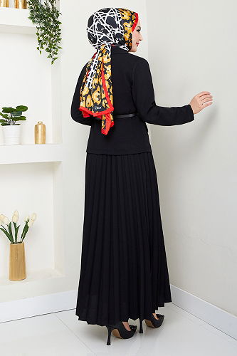 moda selvim طقم أسود 16201BSK984-M - Thumbnail