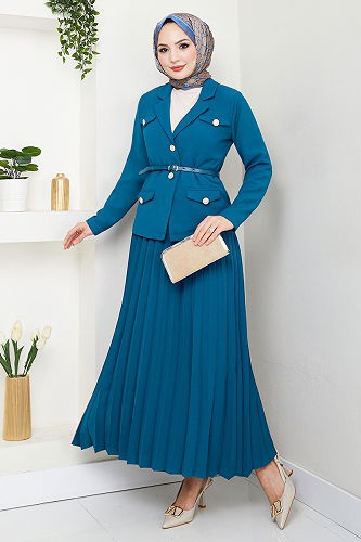 moda selvim طقم ازرق 16201BSK984-M - Thumbnail