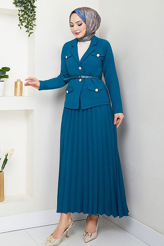 moda selvim طقم ازرق 16201BSK984-M - Thumbnail