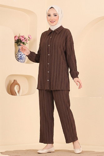 moda selvim طقم بني 162NZRK1200 - Thumbnail