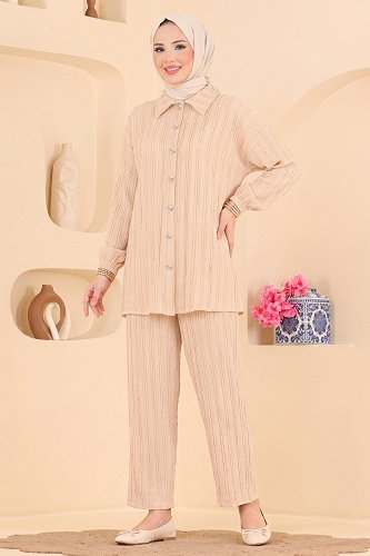 moda selvim طقم كريمي 162NZRK1200 - Thumbnail