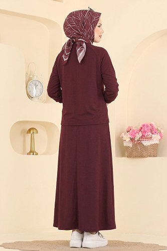 moda selvim طقم خمري 163NZRK1200 - Thumbnail