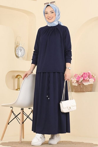moda selvim طقم كحلي 163NZRK1200 - Thumbnail