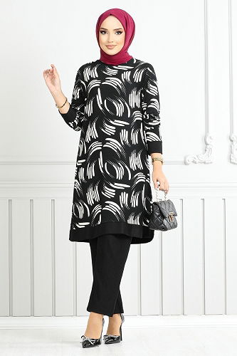 moda selvim طقم أسود 165BO1060-M - Thumbnail