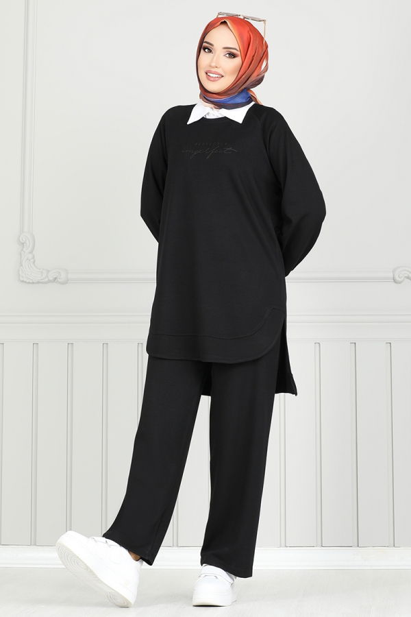 Modaselvim Hijab Combinations Combined 1689LNA1042-M Black