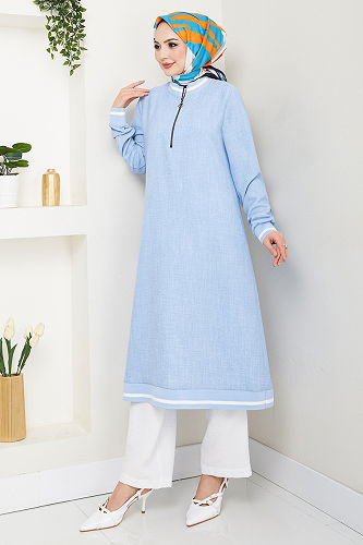 moda selvim Combined 1724SVL982-M Baby Blue & Ecru - Thumbnail