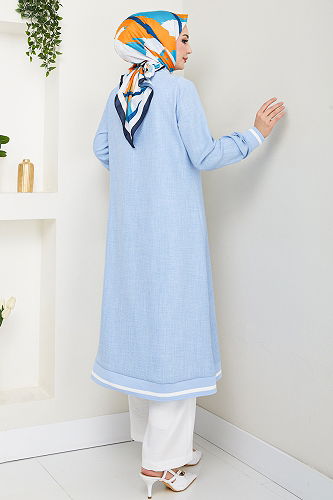 moda selvim Combined 1724SVL982-M Baby Blue & Ecru - Thumbnail