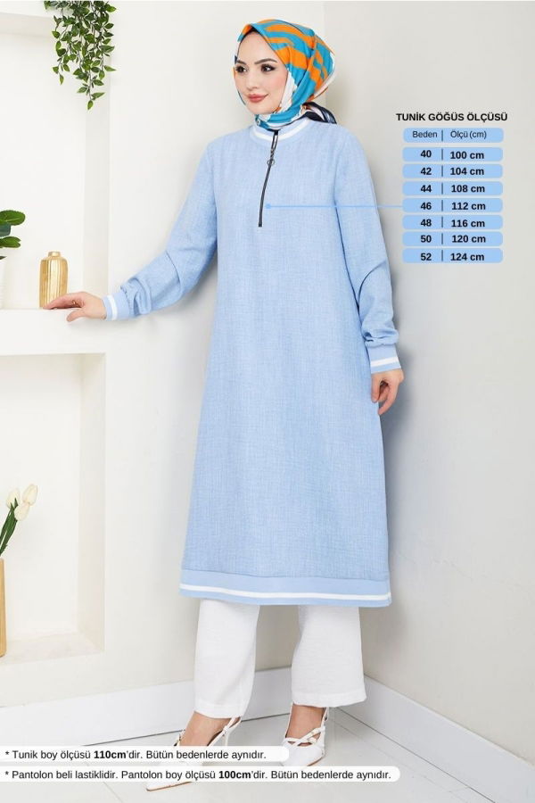 Modaselvim خصم صافٍ20%+20% في سلة التسوق طقم أزرق فاتح & سكري 1724SVL982-M