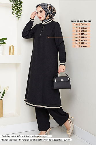 moda selvim طقم أسود 1724SVL982-M - Thumbnail