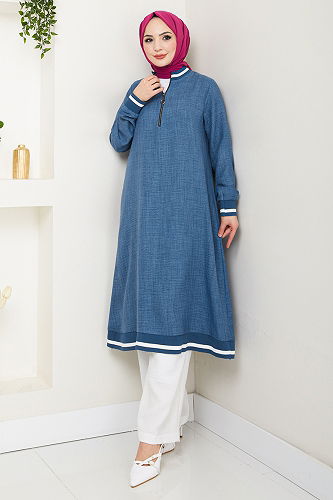 moda selvim Combined 1724SVL982-M Indigo&Ecru - Thumbnail