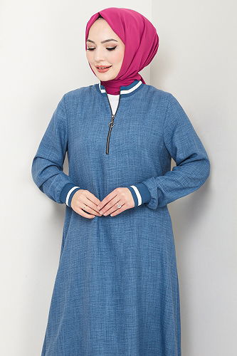 moda selvim Combined 1724SVL982-M Indigo&Ecru - Thumbnail