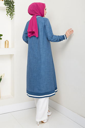 moda selvim طقم أزرق وسكري 1724SVL982-M - Thumbnail