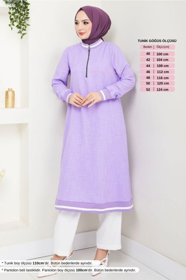 Modaselvim خصم صافٍ20%+20% في سلة التسوق طقم ليلكي وسكري 1724SVL982-M