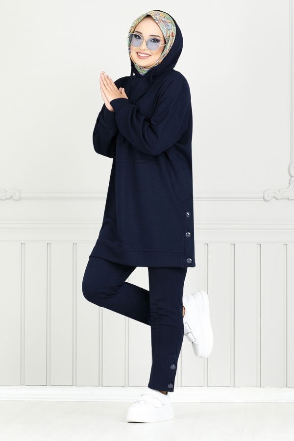 Modaselvim Hijab Combinations Combined 1733LNA1042-M Navy Blue