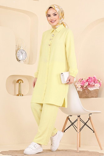moda selvim طقم أصفر 173NZRK1200 - Thumbnail