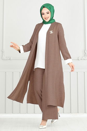 moda selvim طقم بيج غامق 1774LVN1041 - Thumbnail