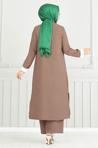 moda selvim طقم بيج غامق 1774LVN1041 - Thumbnail